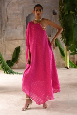 Deep Thee Fuchsia Pink One Shoulder Dress