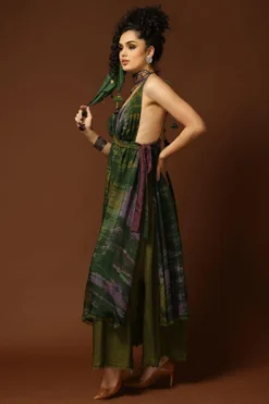 CAPISVIRLEO Olive Green Tie & Dye Backless Dress -Inca Clothing Shop 71cap10 3