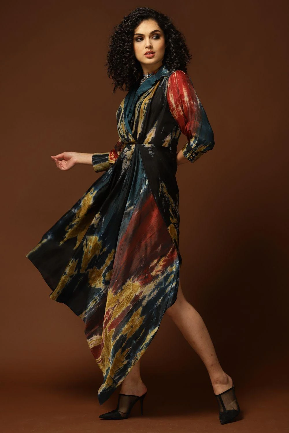 CAPISVIRLEO Multi-coloured Tie & Dye Asymmetric Dress 3 CAPISVIRLEO Multi-coloured Tie & Dye Asymmetric Dress - Image 3