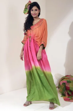 CAPISVIRLEO Trio Shaded Kaftan Dress With Embroidery