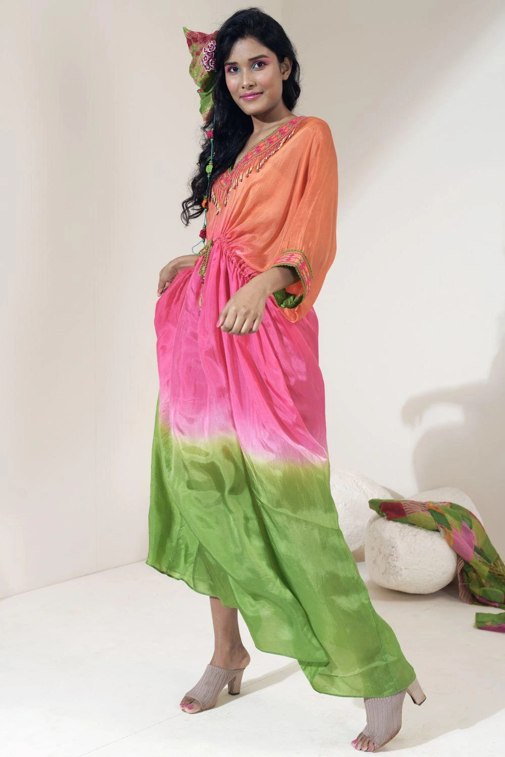 CAPISVIRLEO Trio Shaded Kaftan Dress With Embroidery 3 CAPISVIRLEO Trio Shaded Kaftan Dress With Embroidery - Image 3