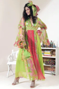 CAPISVIRLEO Trio Panelled Georgette Flare Dress -Inca Clothing Shop 75ca6 3