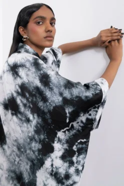 Corpora Studio Black & White Hand Dyed Boxy Dress -Inca Clothing Shop 75cs11 3