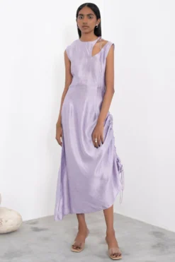 Corpora Studio Lilac Silk Dress With Cut Out Detail