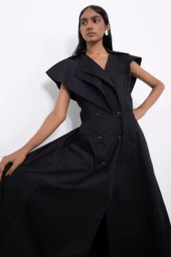 Corpora Studio Black Double Breasted Cotton Dress -Inca Clothing Shop 75cs8 3