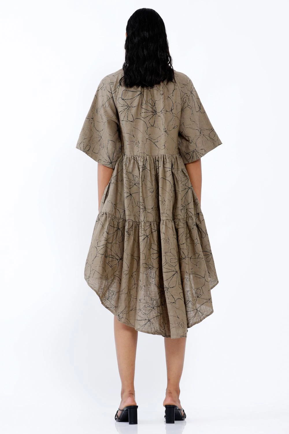 SNOB Khakhi Tiered Mini Dress 6 SNOB Khakhi Tiered Mini Dress - Image 6