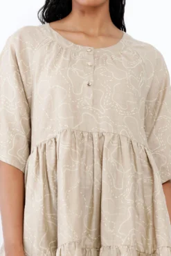 SNOB Beige Tiered Dress With An Asymmetrical Hem -Inca Clothing Shop 811snobw2 4