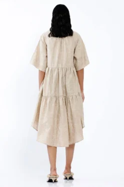 SNOB Beige Tiered Dress With An Asymmetrical Hem -Inca Clothing Shop 811snobw2 6