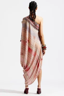 Aseem Kapoor Peach Sheeted One Shoulder Dress -Inca Clothing Shop 83ak3 5