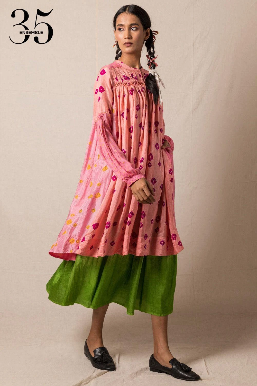 Injiri Pink Silk Bandhani Dress 2 Injiri Pink Silk Bandhani Dress - Image 2