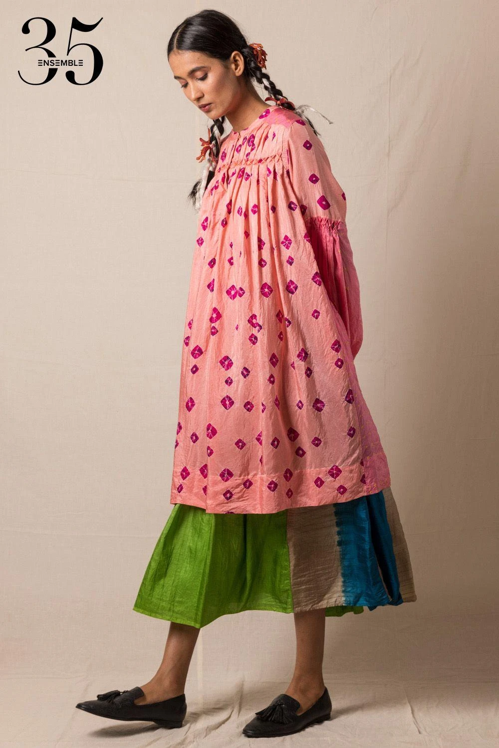 Injiri Pink Silk Bandhani Dress 3 Injiri Pink Silk Bandhani Dress - Image 3