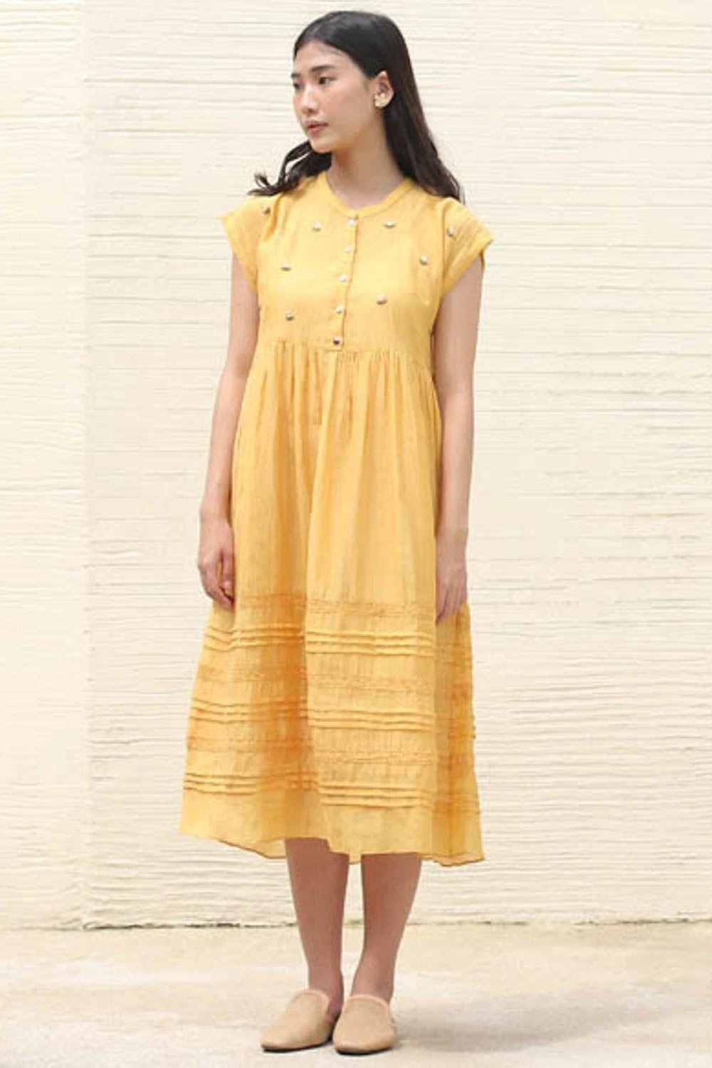 Baju Yellow Floral Embroidered Dress 1 Baju Yellow Floral Embroidered Dress