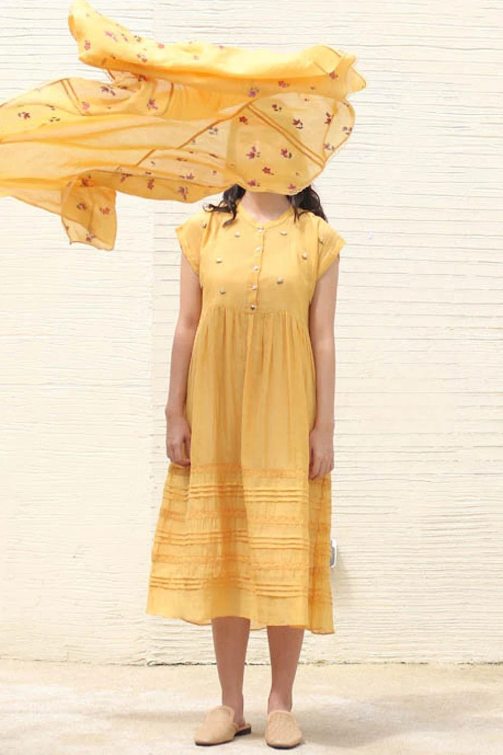 Baju Yellow Floral Embroidered Dress 2 Baju Yellow Floral Embroidered Dress - Image 2