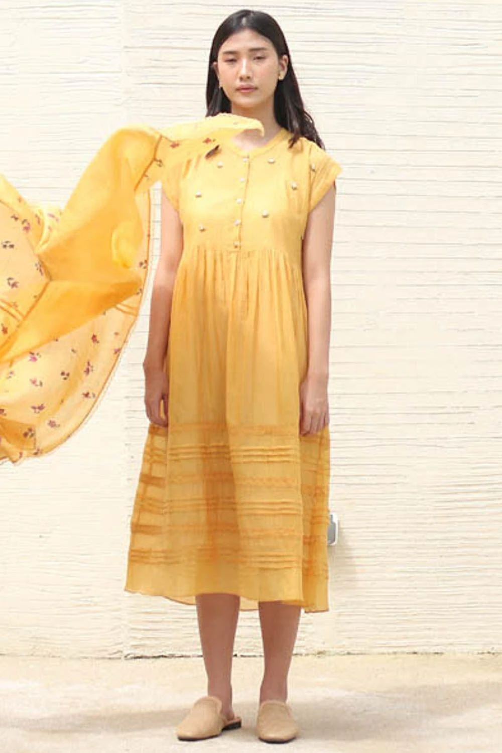 Baju Yellow Floral Embroidered Dress 3 Baju Yellow Floral Embroidered Dress - Image 3
