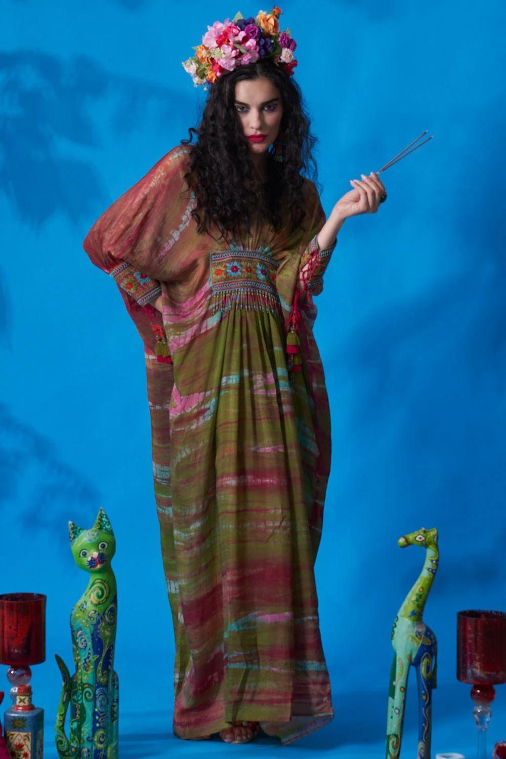 CAPISVIRLEO Seaweed Pleated Kaftan Dress 1 CAPISVIRLEO Seaweed Pleated Kaftan Dress