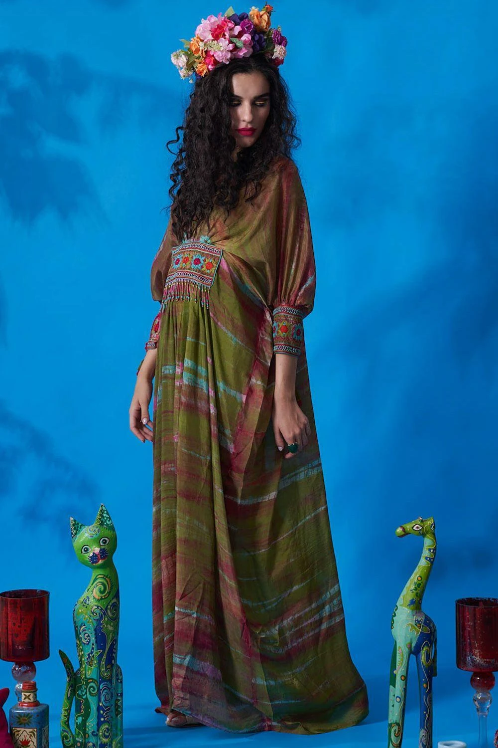 CAPISVIRLEO Seaweed Pleated Kaftan Dress 2 CAPISVIRLEO Seaweed Pleated Kaftan Dress - Image 2