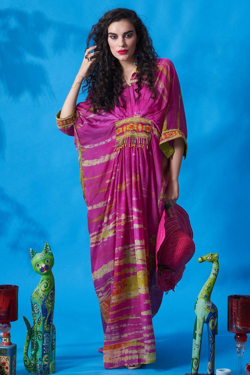 CAPISVIRLEO Purple Pleated Kaftan Dress 1 CAPISVIRLEO Purple Pleated Kaftan Dress