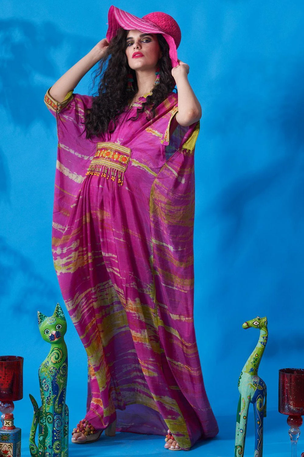 CAPISVIRLEO Purple Pleated Kaftan Dress 2 CAPISVIRLEO Purple Pleated Kaftan Dress - Image 2