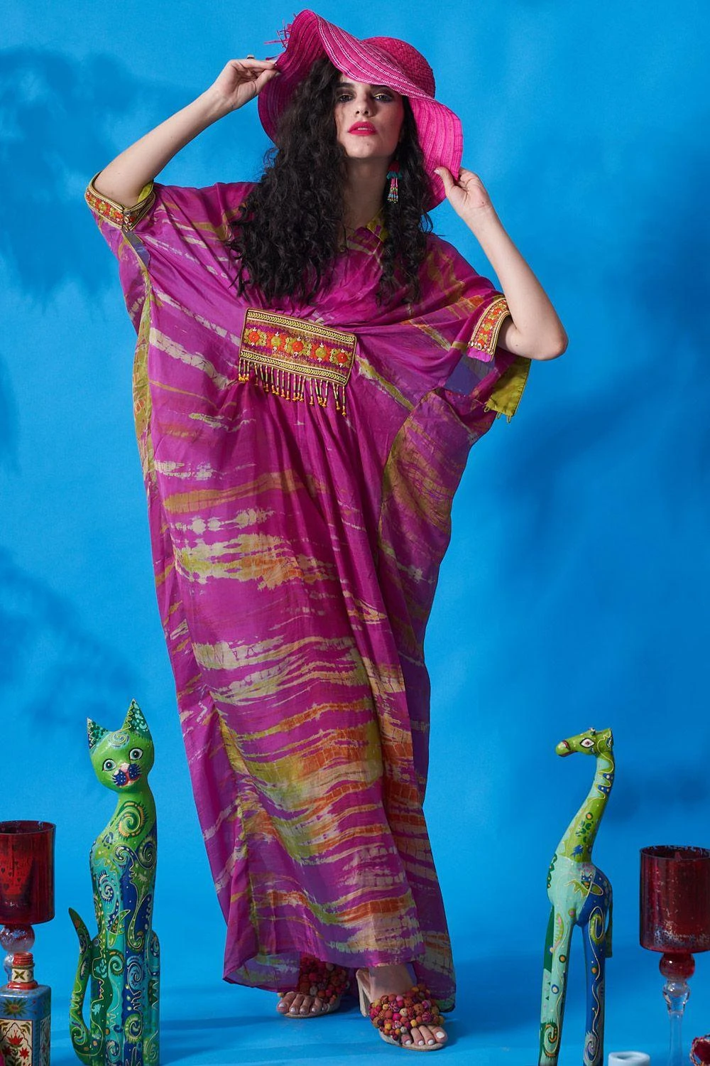 CAPISVIRLEO Purple Pleated Kaftan Dress 3 CAPISVIRLEO Purple Pleated Kaftan Dress - Image 3