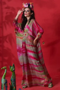 CAPISVIRLEO Teal Pleated Kaftan Dress -Inca Clothing Shop 88cap12 3