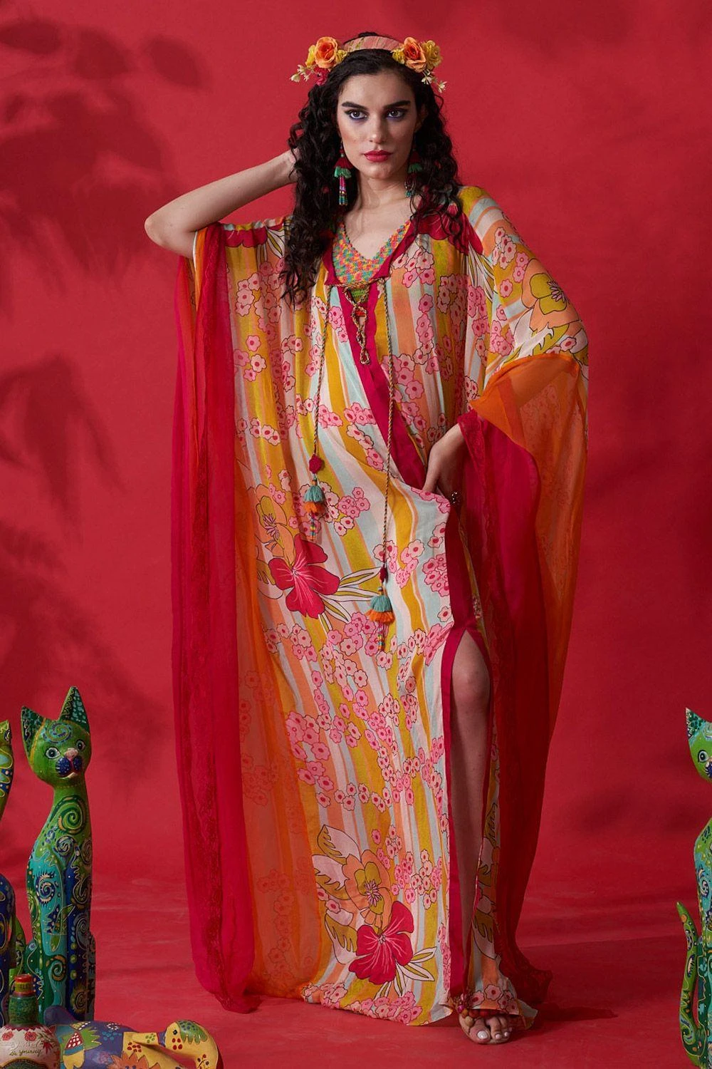 CAPISVIRLEO Ivory Chiffon Kaftan Dress 1 CAPISVIRLEO Ivory Chiffon Kaftan Dress