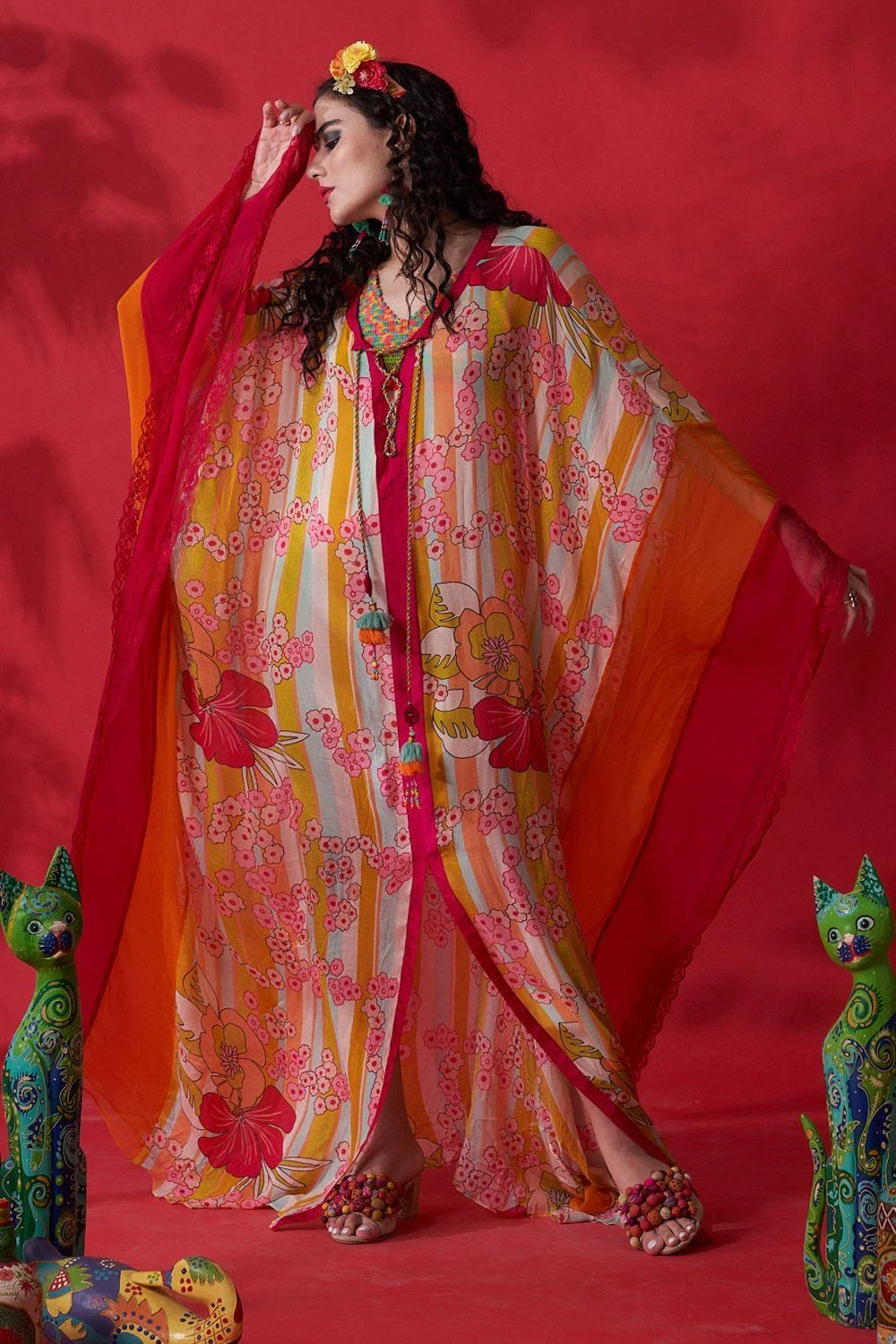 CAPISVIRLEO Ivory Chiffon Kaftan Dress 2 CAPISVIRLEO Ivory Chiffon Kaftan Dress - Image 2