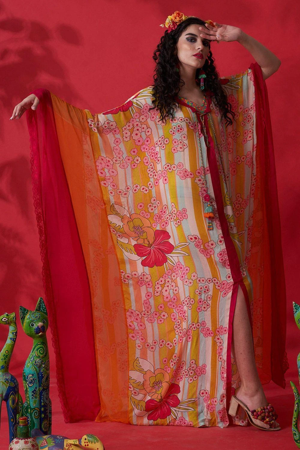 CAPISVIRLEO Ivory Chiffon Kaftan Dress 3 CAPISVIRLEO Ivory Chiffon Kaftan Dress - Image 3