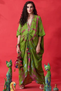 CAPISVIRLEO Green Kaftan Dress