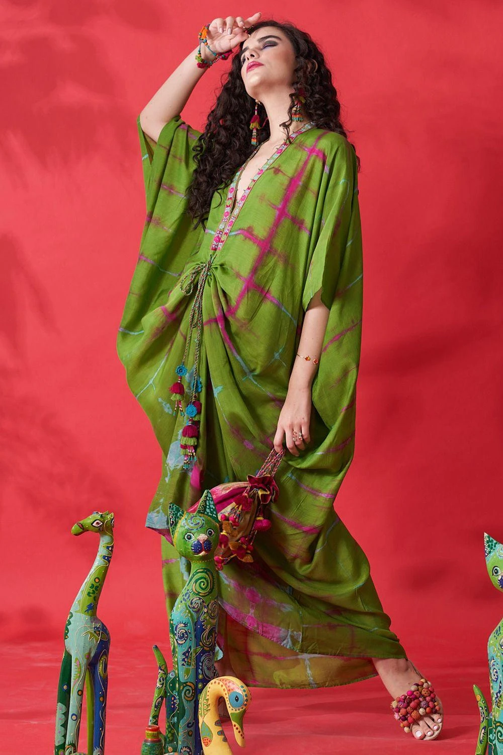 CAPISVIRLEO Green Kaftan Dress 2 CAPISVIRLEO Green Kaftan Dress - Image 2