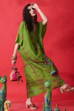 CAPISVIRLEO Green Kaftan Dress 7 CAPISVIRLEO Green Kaftan Dress -Inca Clothing Shop 88cap18 3