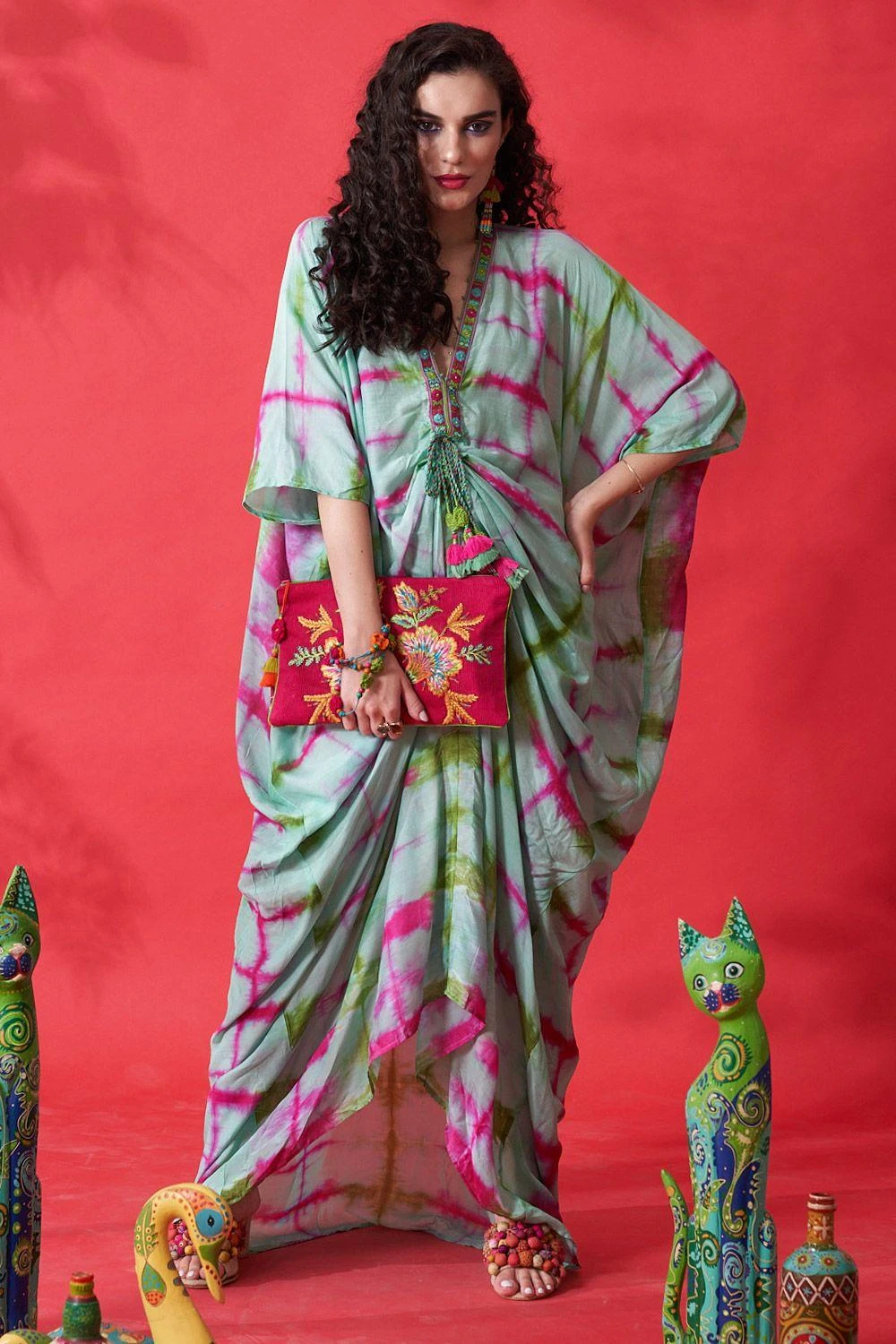 CAPISVIRLEO Mint Green Kaftan Dress 1 CAPISVIRLEO Mint Green Kaftan Dress