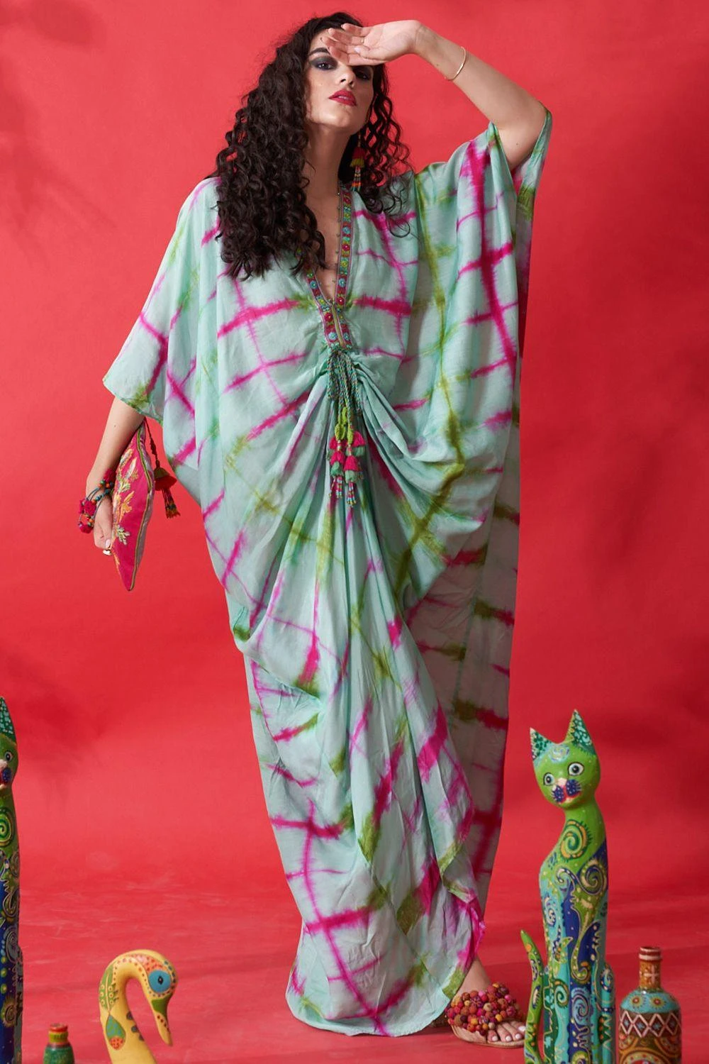 CAPISVIRLEO Mint Green Kaftan Dress 3 CAPISVIRLEO Mint Green Kaftan Dress - Image 3