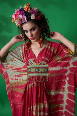 CAPISVIRLEO Magneta Cotton Silk Kaftan Dress -Inca Clothing Shop 88cap31 4