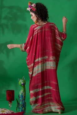CAPISVIRLEO Magneta Cotton Silk Kaftan Dress -Inca Clothing Shop 88cap31 5