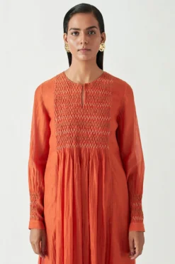 Payal Pratap Saffron Round Neck Tunic Dress -Inca Clothing Shop 8vr 13a 4
