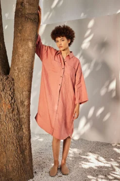 Khara Kapas Rose Blossom Shirt Dress