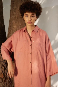 Khara Kapas Rose Blossom Shirt Dress -Inca Clothing Shop 91023kk15 4