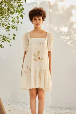 Khara Kapas White Cherry Dress