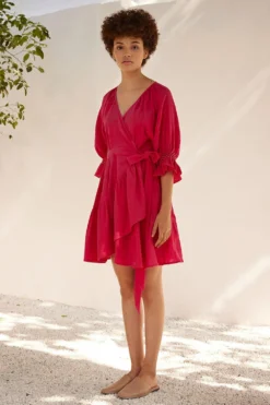 Khara Kapas Fuchsia Wrap Dress