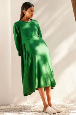 Khara Kapas Forest Green Midi Dress 6 Khara Kapas Forest Green Midi Dress -Inca Clothing Shop 91023kk7 3