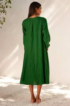 Khara Kapas Forest Green Midi Dress 7 Khara Kapas Forest Green Midi Dress -Inca Clothing Shop 91023kk7 4