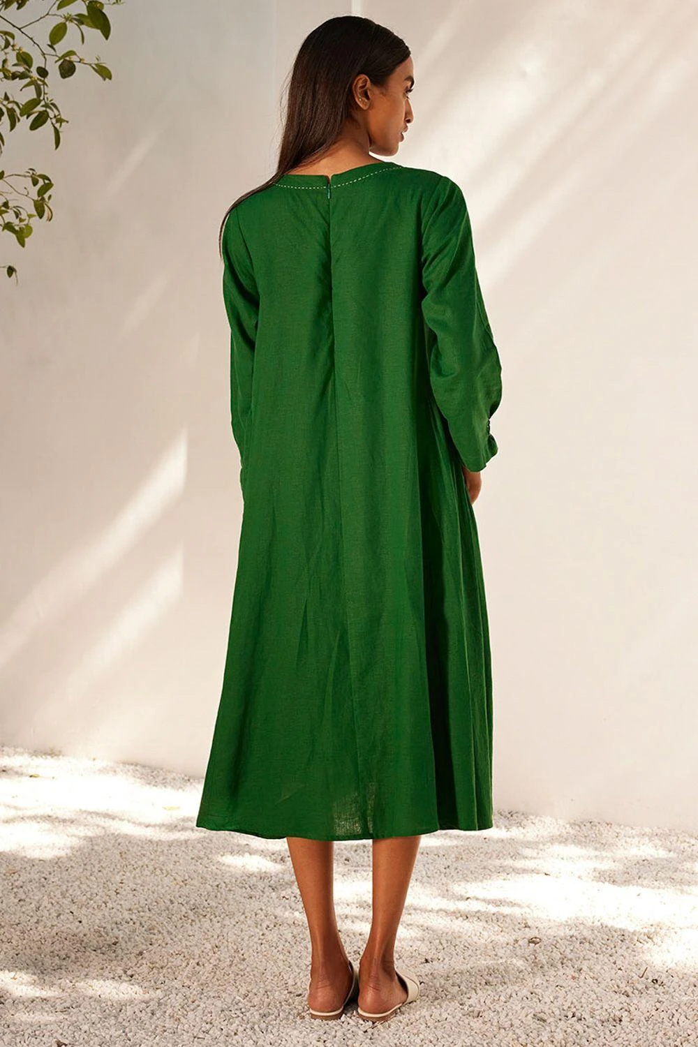 Khara Kapas Forest Green Midi Dress 4 Khara Kapas Forest Green Midi Dress - Image 4