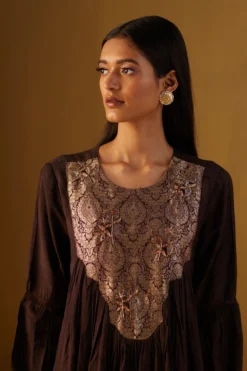 Shorshe Brown Vaani Choga Dress -Inca Clothing Shop 91023sr17 4