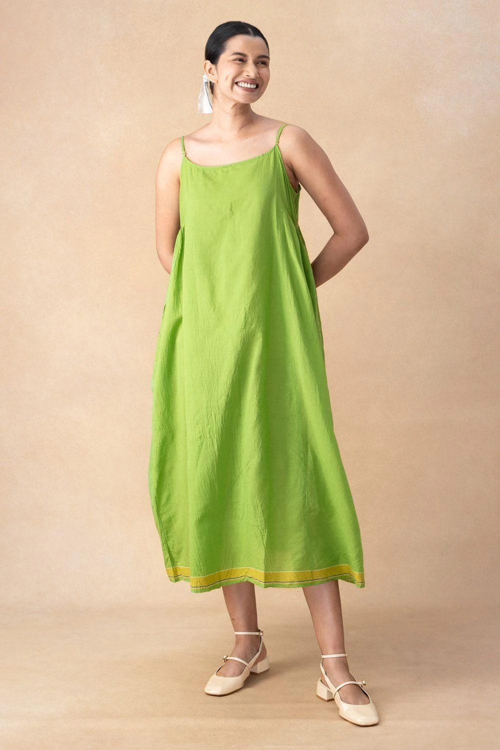 Injiri Green Cotton Slip Dress 1 Injiri Green Cotton Slip Dress