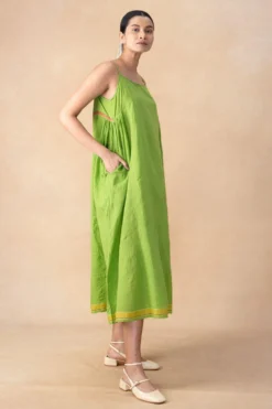 Injiri Green Cotton Slip Dress 7 Injiri Green Cotton Slip Dress -Inca Clothing Shop 91123iri3 3