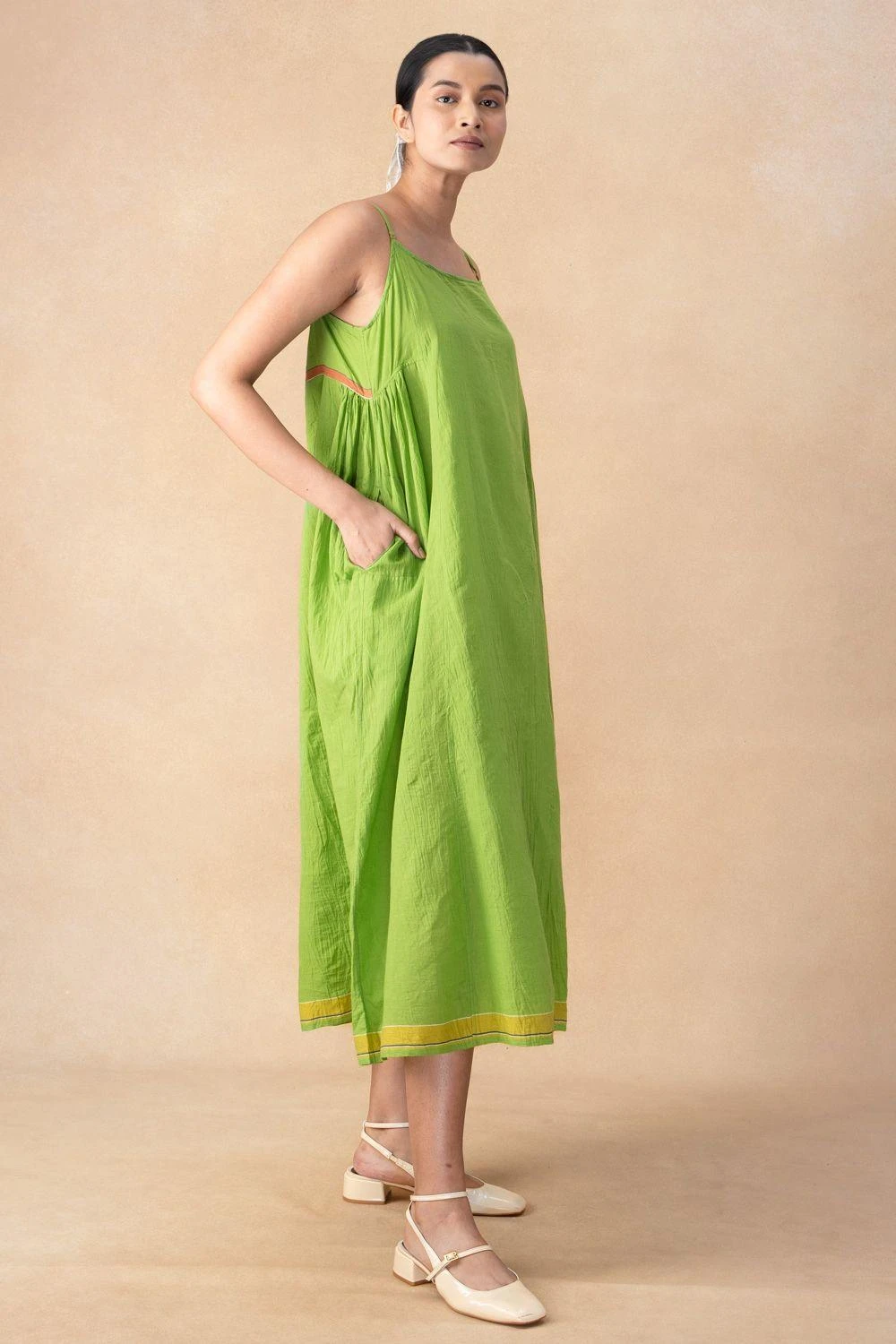 Injiri Green Cotton Slip Dress 3 Injiri Green Cotton Slip Dress - Image 3