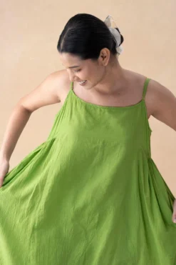 Injiri Green Cotton Slip Dress 8 Injiri Green Cotton Slip Dress -Inca Clothing Shop 91123iri3 4