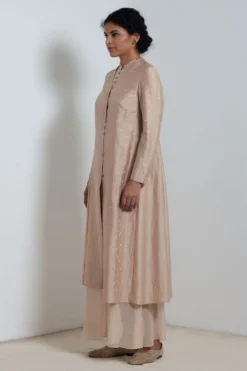 Ecru Chanderi Jacket & Dress Set -Inca Clothing Shop 911inte18 3