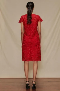 Shriya Som Red Embroidered Shift Dress -Inca Clothing Shop 912ss20 4