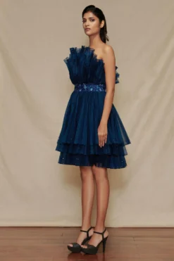 Shriya Som Pre-pleated Ruffle Dress With Floral Belt -Inca Clothing Shop 912ss42 3